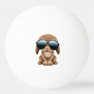 Cute Baby Bunny Wearing Sunglasses Ping Pong Ball