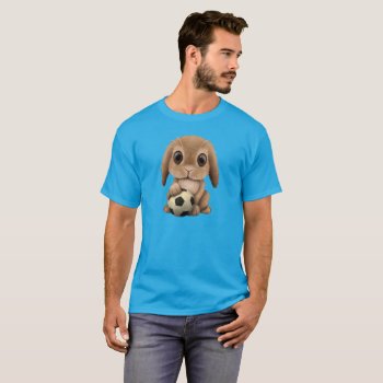 Cute Baby Bunny With Football Soccer Ball T-shirt by crazycreatures at Zazzle