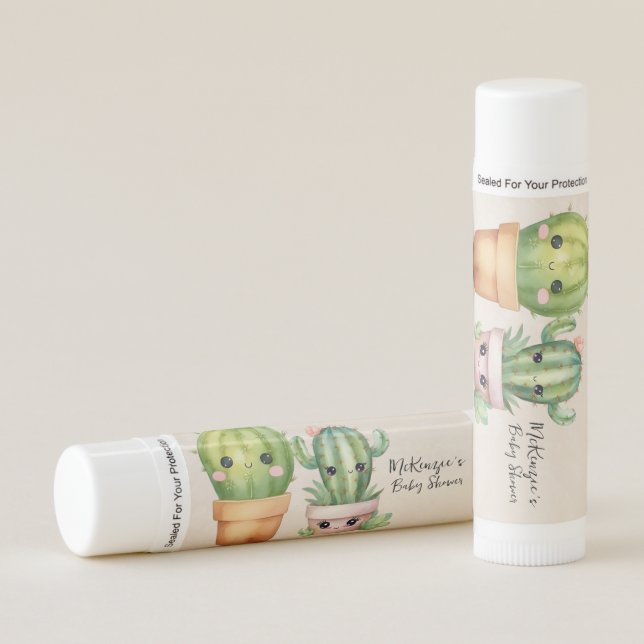 Cute Baby Cactus Succulent Baby Shower Lip Balm (Front)