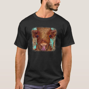Cute Baby Calf Baby Cow Western Cowhide Animals Fa T-Shirt