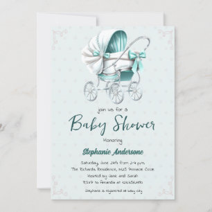 Cute baby carriage baby shower Invitation