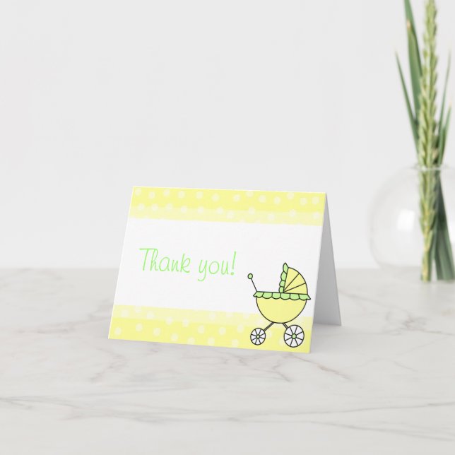 Cute Baby Carriage Design Thank You Cards (Front)