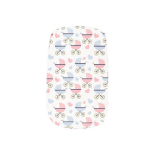 Cute Baby Carriage Pink Blue Fingernail Fashion Minx Nail Art