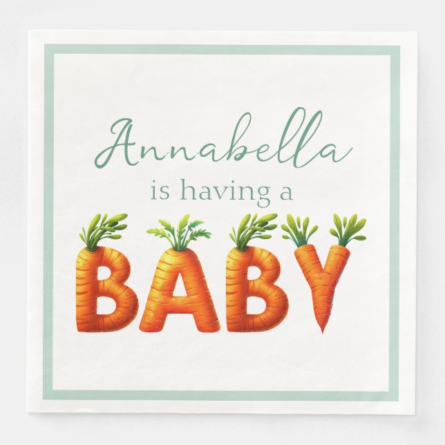 Cute Baby Carrots Spring Baby Shower Paper Dinner Napkins (Front)