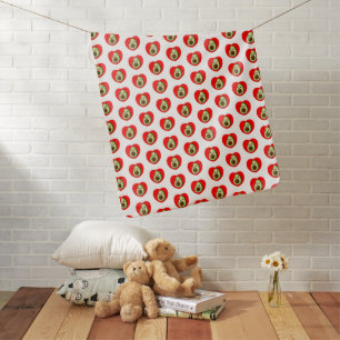Cute Baby Cartoon Avocado In Red Heart Blanket
