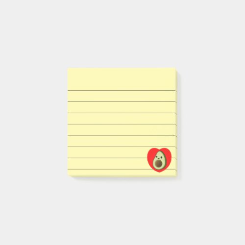 Cute Baby Cartoon Avocado In Red Heart Lined 3X3 Post_it Notes