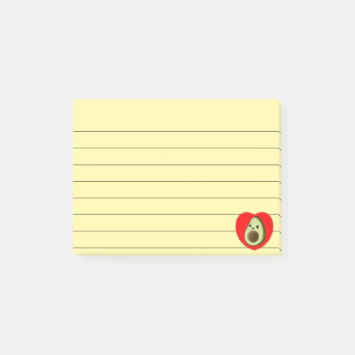 Cute Baby Cartoon Avocado In Red Heart Lined 4x3 Post_it Notes
