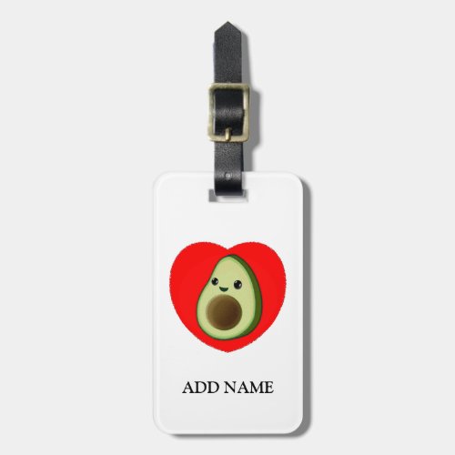 Cute Baby Cartoon Avocado In Red Heart Luggage Tag
