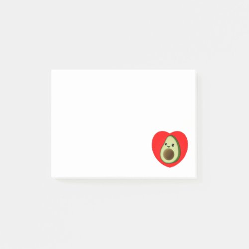 Cute Baby Cartoon Avocado In Red Heart Post_it Notes