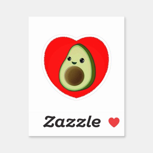 Cute Baby Cartoon Avocado In Red Heart Sticker