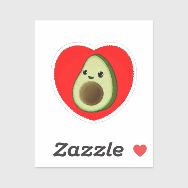 Cute Baby Cartoon Avocado In Red Heart Sticker (Sheet)