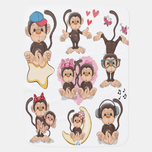 Cute Baby Cartoon Monkey Blanket Design (Back)