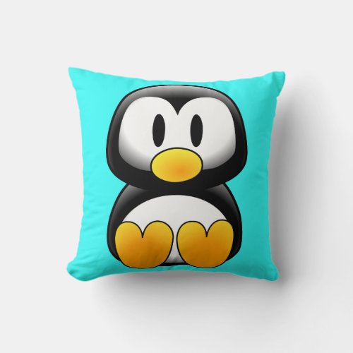 Cute Baby Cartoon Penguin Throw Pillow