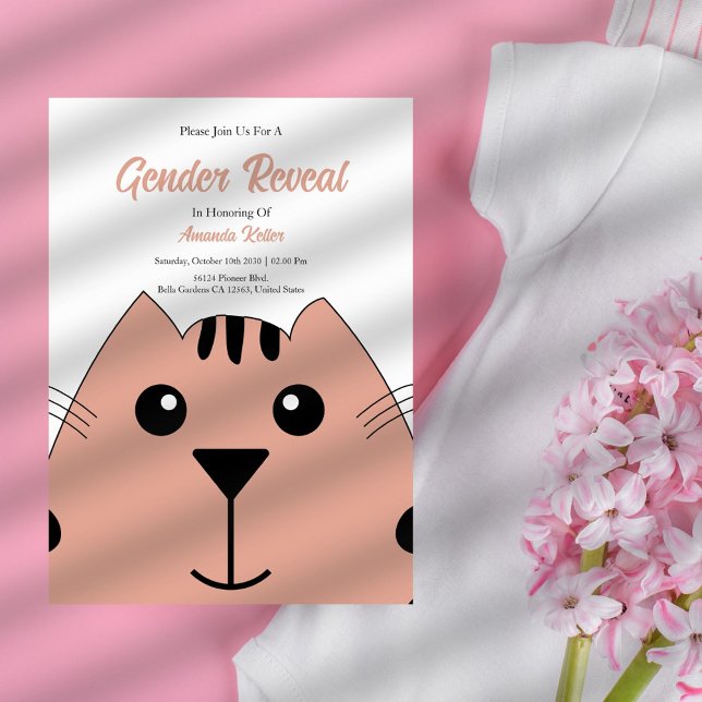 Cute Baby Cat Gender Reveal Invitation (Creator Uploaded)