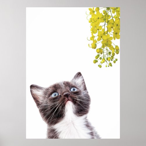 Cute Baby Cat Kitty Floral Nursery Prints