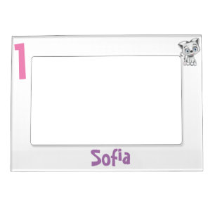 Cute Baby Cat Plaid First Birthday Magnetic Photo  Frame