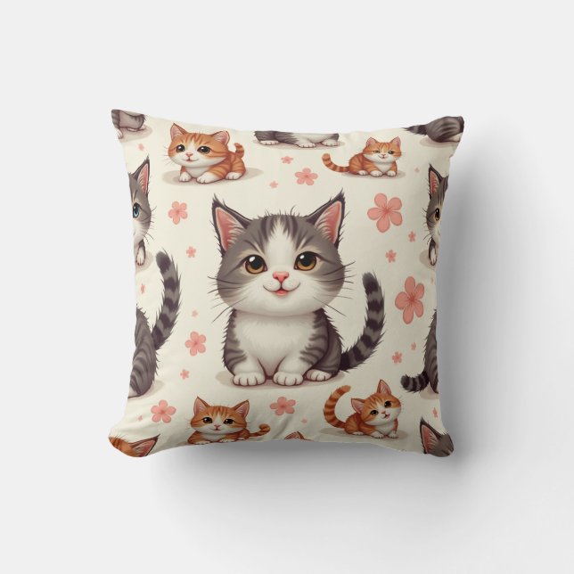 cute baby cat throw pillow (Front)