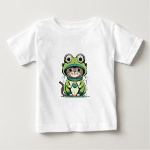 Cute Baby Cat with Frog Hat T-Shirt