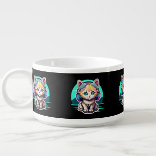 Cute Baby Cat with Headphones Bowl