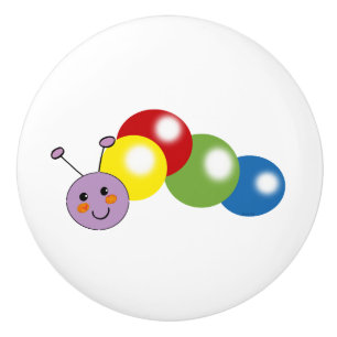 cute baby caterpillar - nursery ceramic knob