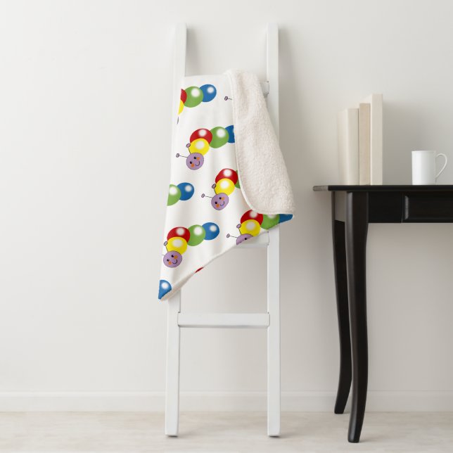 cute baby caterpillar sherpa blanket (In Situ)