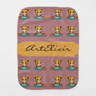 Cute Baby Cheetah Cooking Baby Burp Cloth
