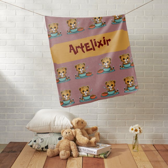 Cute Baby Cheetah Cooking Blanket (In Situ)