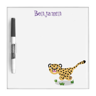 Cute baby cheetah running cartoon illustration dry erase board