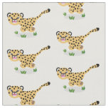 Cute baby cheetah running cartoon illustration fabric