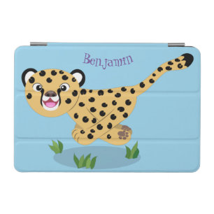Cute baby cheetah running cartoon illustration iPad mini cover