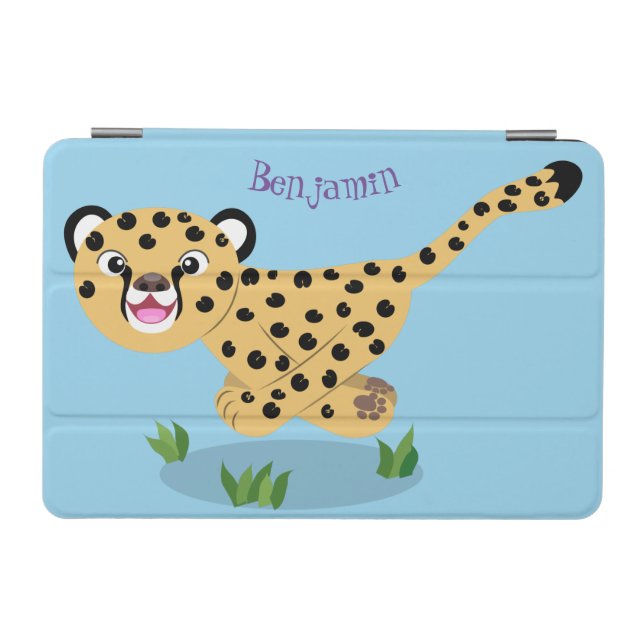 Cute baby cheetah running cartoon illustration iPad mini cover (Horizontal)