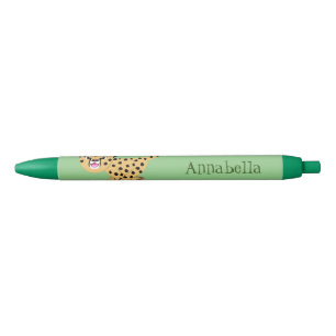 Cute baby cheetah running cartoon illustration pen
