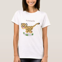 Cute baby cheetah running cartoon illustration