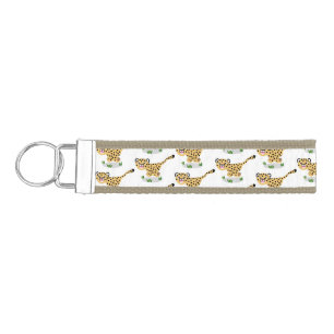 Cute baby cheetah running cartoon illustration wrist keychain