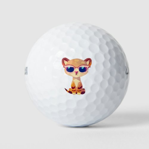 Cute Baby Cheetah with Sunglasses Golf Balls