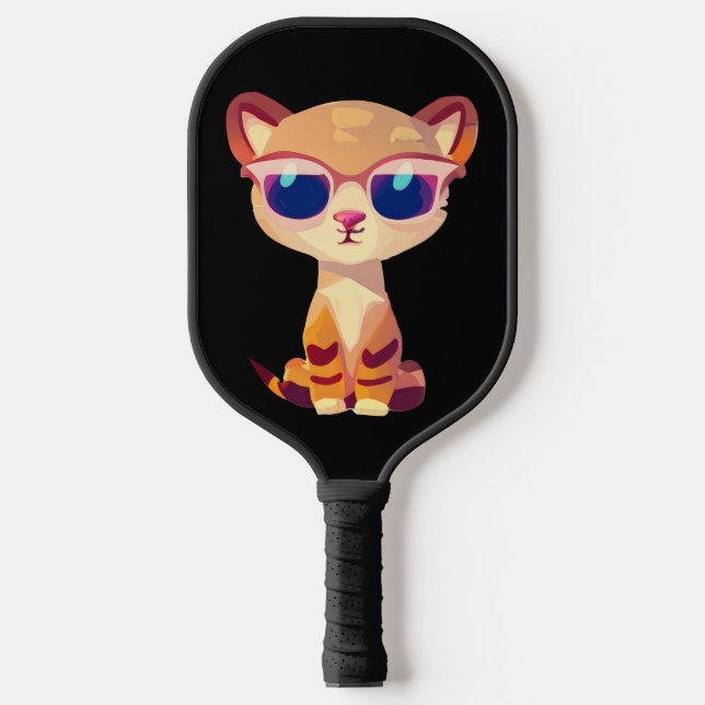 Cute Baby Cheetah with Sunglasses Pickleball Paddle (Front)