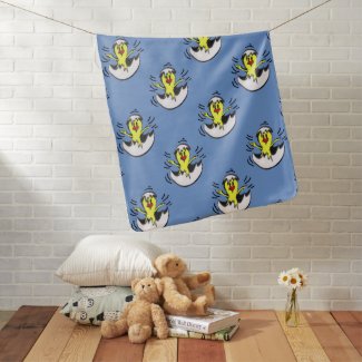 Cute Baby Chick Cust. BG Color Blue Baby Blanket