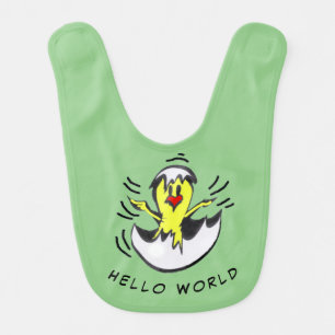 Cute Baby Chick Cust. Hello World Baby Bib
