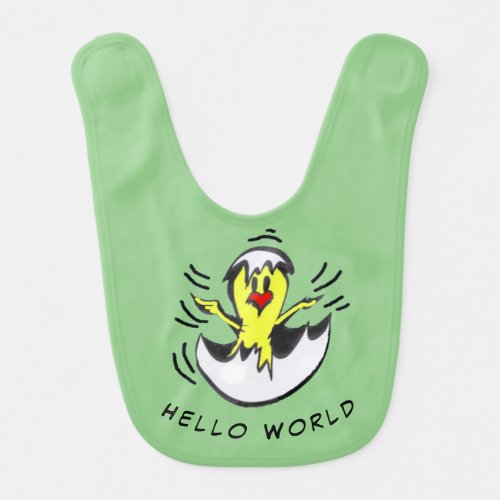 Cute Baby Chick Cust Hello World Baby Bib