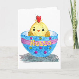 Cute Baby Chick Hello Greeting Card
