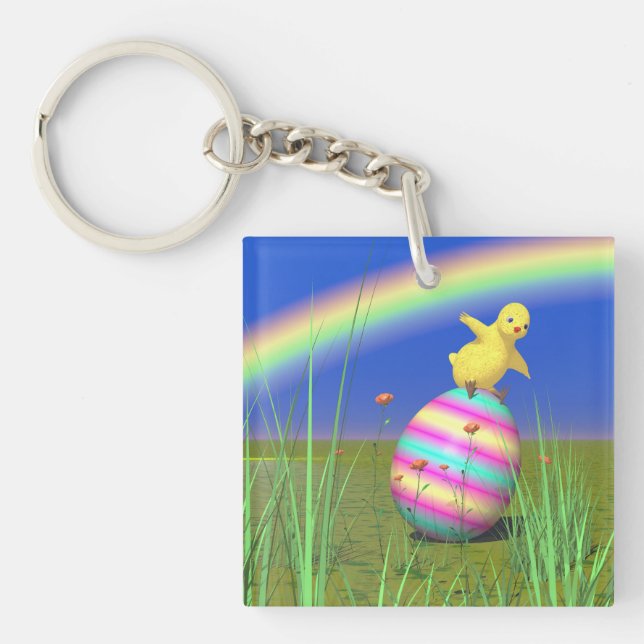 Cute Baby Chick on Easter Egg Keychain (Front)