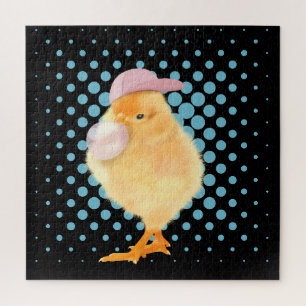 Cute Baby Chick Pink Bubblegum Jigsaw Puzzle