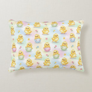 Cute Baby Chick Watercolor Easter Accent Pillow