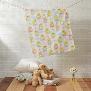 Cute Baby Chick Watercolor Easter Baby Blanket