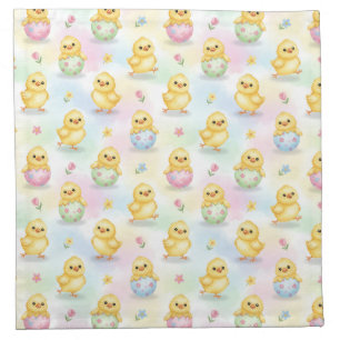 Cute Baby Chick Watercolor Easter Cloth Napkin