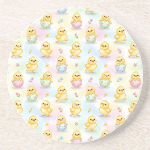 Cute Baby Chick Watercolor Easter Coaster