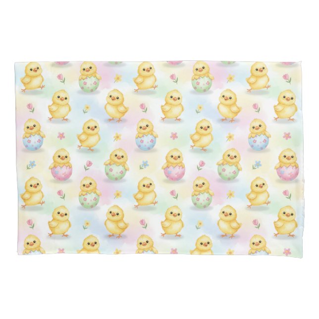 Cute Baby Chick Watercolor Easter  Pillow Case (Front)