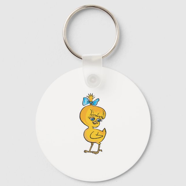 cute baby chick with bow keychain (Front)