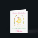 Cute Baby Chick with Flowers Custom Girl Birthday Card<br><div class="desc">From silly jokes to serious romantic statements, MiKa Art Zazzle shop has something for everyone. Canadiana, Japanese gifts, jewelry, cases for electronic devices, fun buttons, mug cups, ornaments, cards and posters….. Please take some time and look around. You may even find something you didn't know you wanted! I’m curious about...</div>