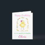 Cute Baby Chick with Flowers Custom Girl Birthday Card<br><div class="desc">From silly jokes to serious romantic statements, MiKa Art Zazzle shop has something for everyone. Canadiana, Japanese gifts, jewelry, cases for electronic devices, fun buttons, mug cups, ornaments, cards and posters….. Please take some time and look around. You may even find something you didn't know you wanted! I’m curious about...</div>